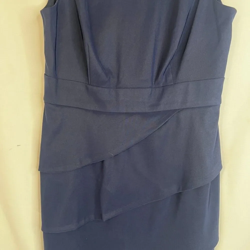 Connected Apparel Navy Blue‎ Sleeveless Pearl Necklace Sheath Dress Size 10